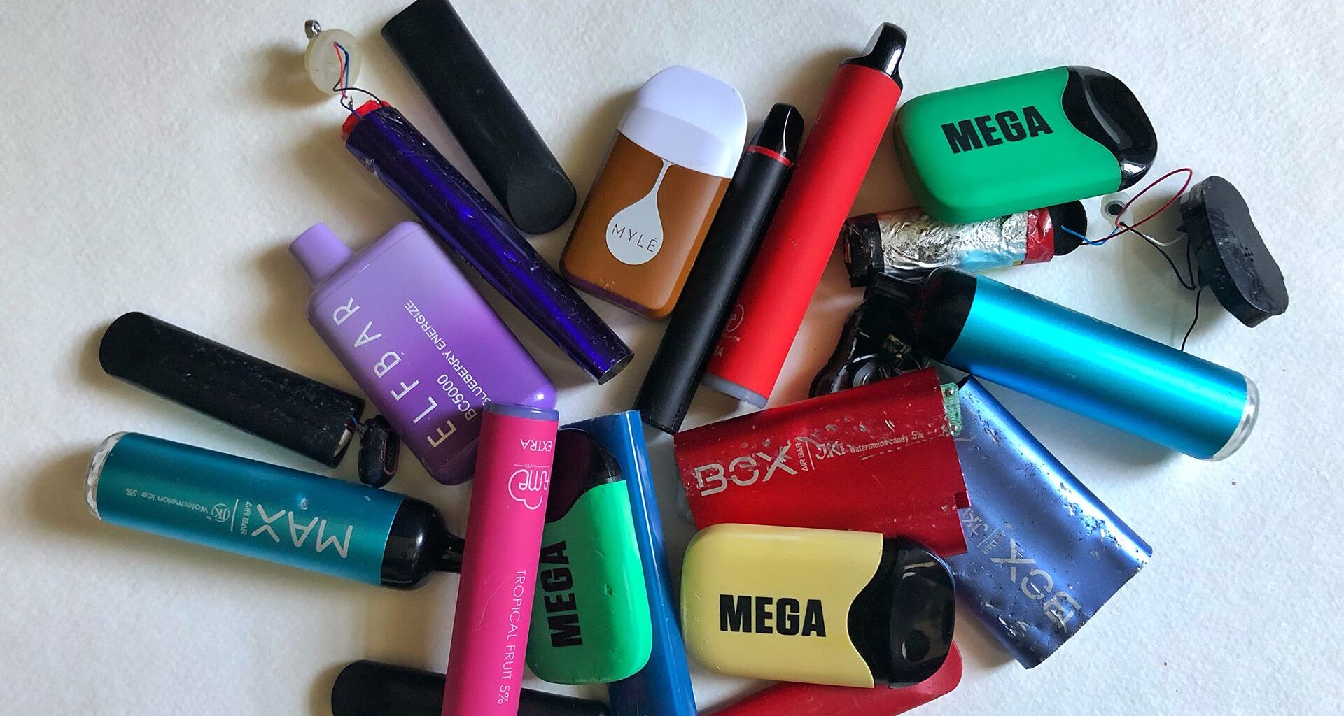 A bunch of discarded vapes