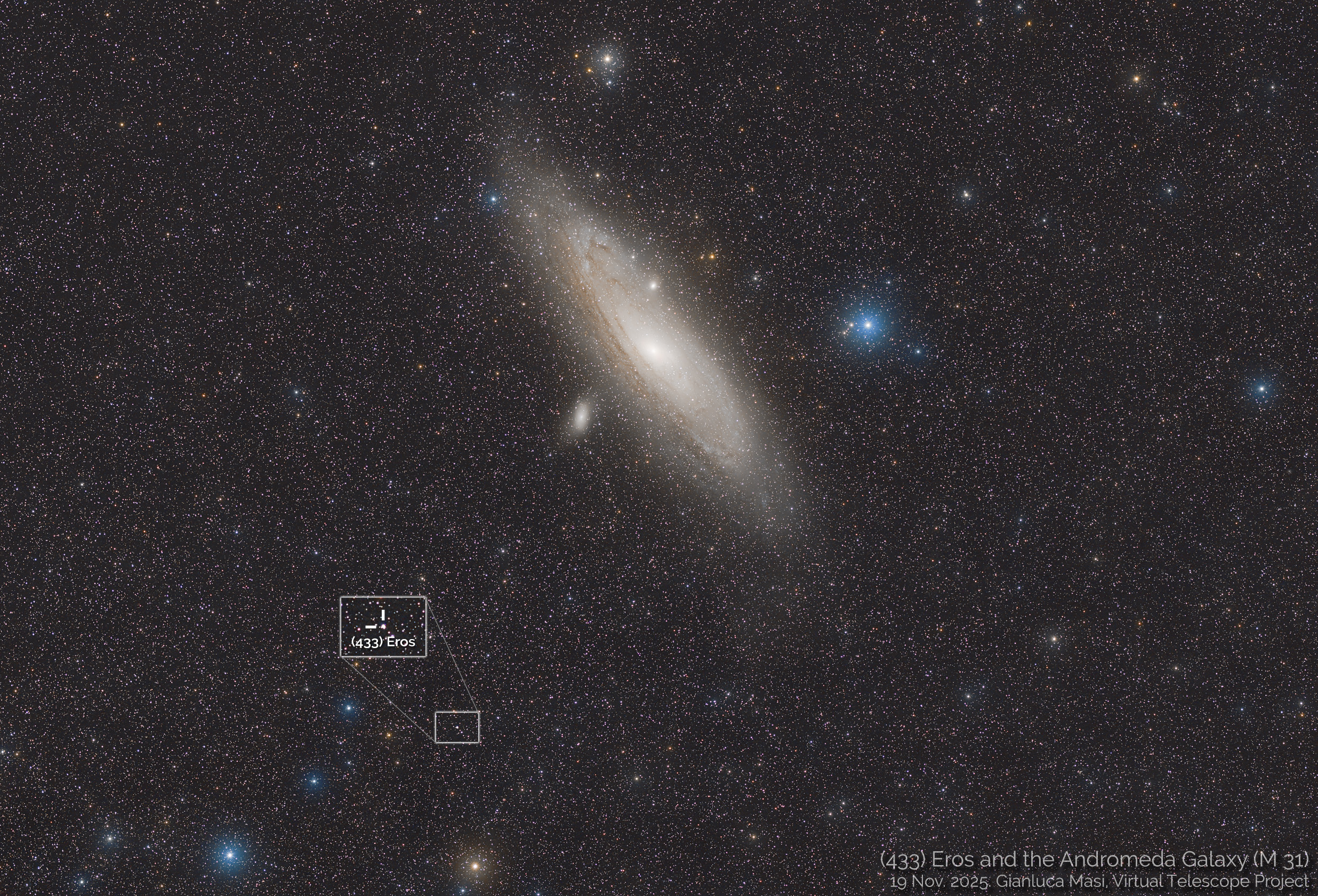 (433) Eros and the Andromeda Galaxy. 19 Nov. 2025.