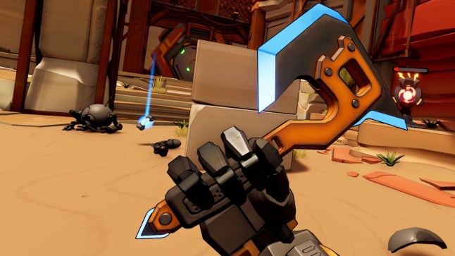 Roboquest VR screenshot of using a wrench