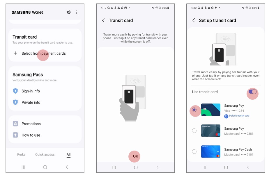 Samsung Walet Transit Card