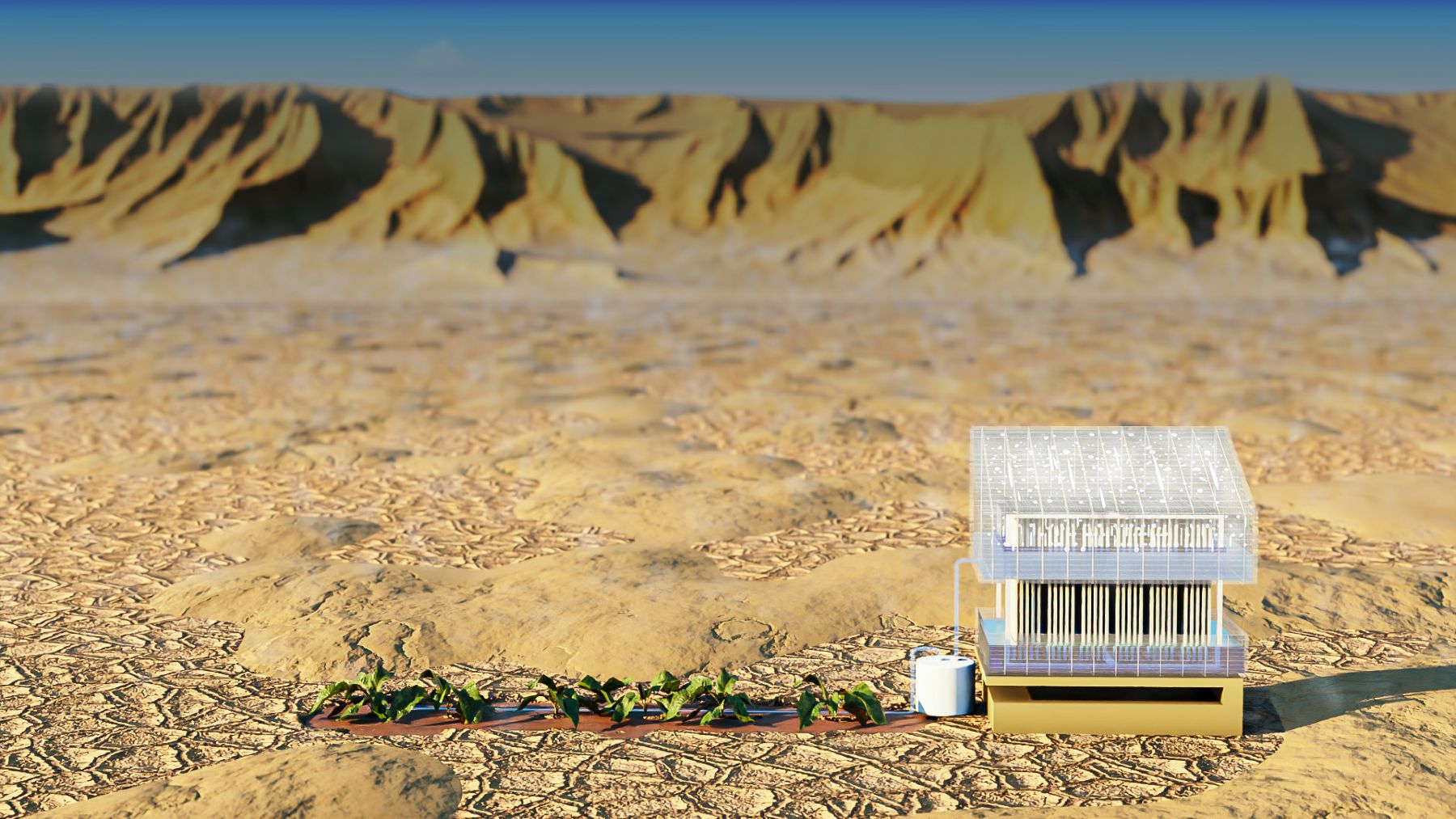 Solar-powered drinking water generation device concept