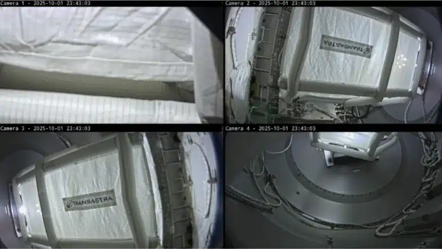 Transastra’s Capture Bag Was Onboard The Iss And Was Fully Deployed In The Bishop Airlock Chamber Of Voyager Technologies.