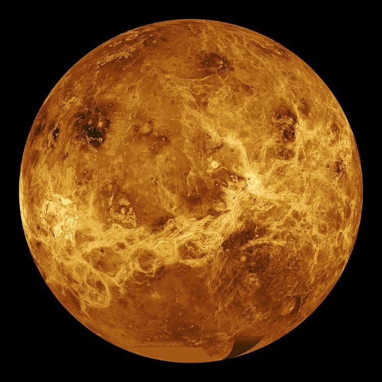 Radar image of Venus obtained by NASA's Magellan spacecraft in 1991. (Credit: NASA/JPL)