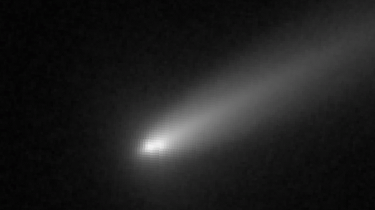 Looped animation of a comet splitting into three pieces