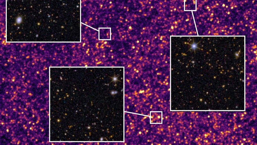 Far-infrared image from the Herschel Space Observatory overlaid with optical data from Euclid