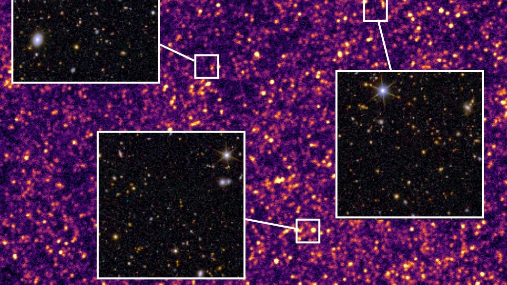 Far-infrared image from the Herschel Space Observatory overlaid with optical data from Euclid