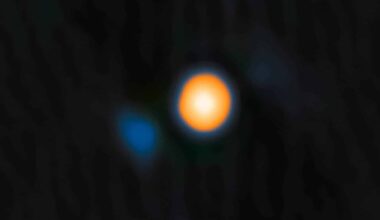 An Image Of Betelgeuse, The Yellow Red Star, And The Signature Of Its Close Companion, The Faint Blue Object