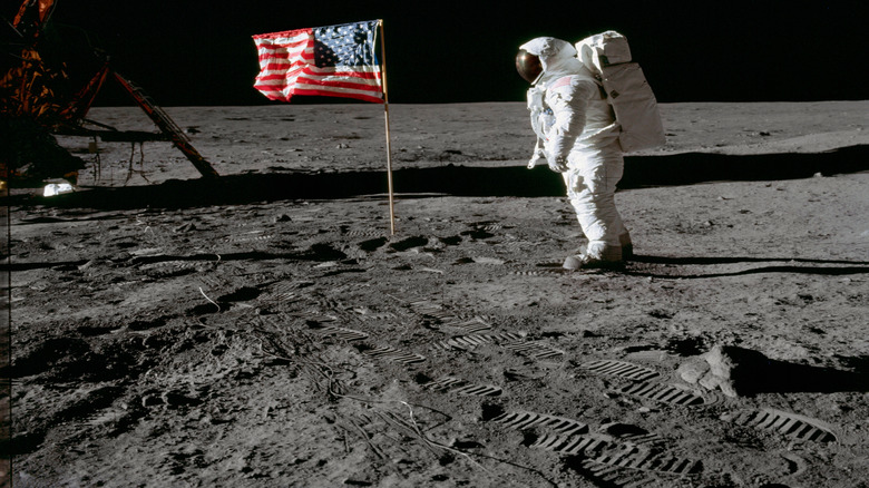 Apollo 11 astronaut on the surface of the moon
