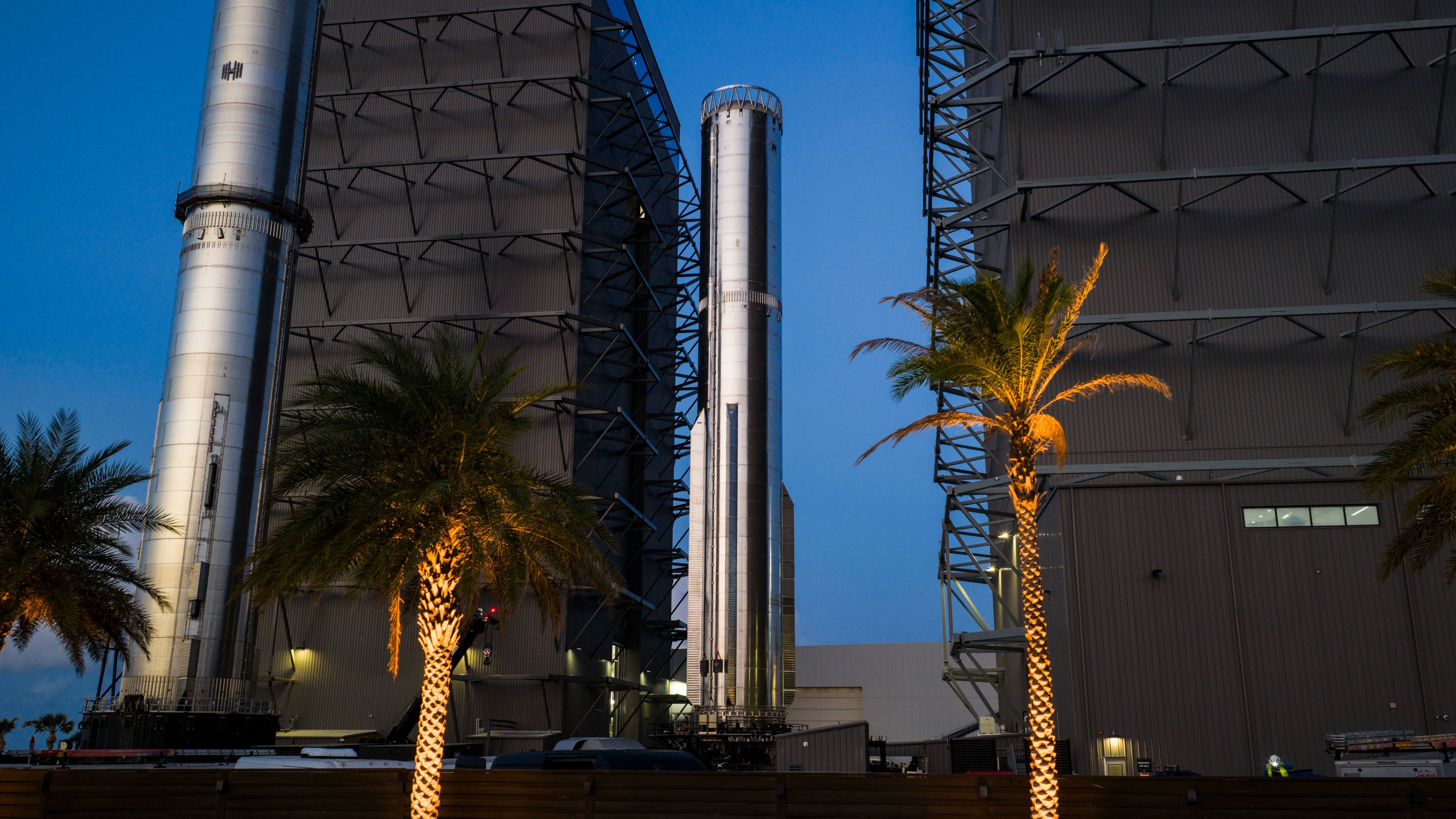 A giant chrome cylinder fashioned into a rocket booster
