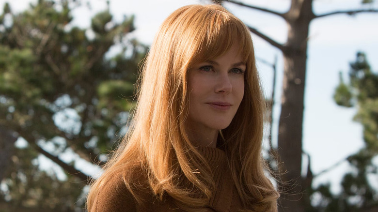Celeste (Nicole Kidman) with bangs and a brown sweater smiling on Big Little Lies