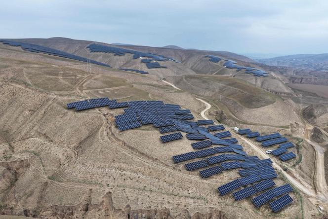 Solar panels installed on arid mountains in Zhongwei, China, November 6, 2025.