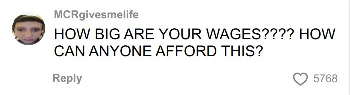 Comment by MCRgivesmelife questioning wages and affordability related to paying for ambulance rides, with 5768 likes. Comment by MCRgivesmelife questioning wages and affordability related to paying for ambulance rides, with 5768 likes.