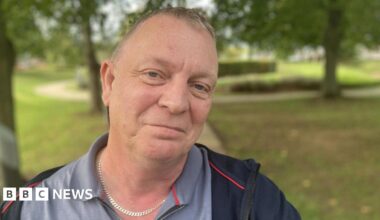 John Wade in the grounds of a Derbyshire Healthcare NHS Foundation Trust site in Derby. The mental health trust supports people to deal with problem gambling.