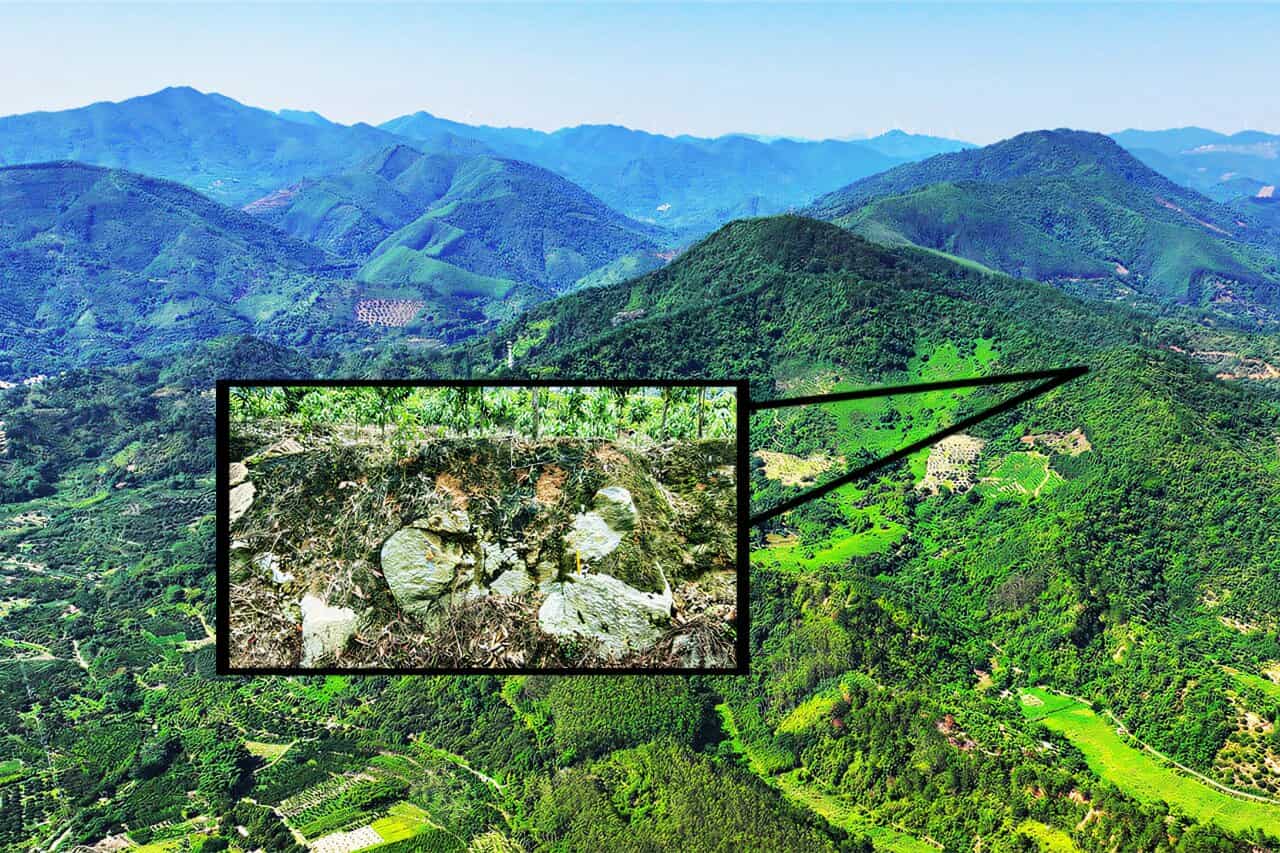 An aerial drone image of the Jinlin crater (Credit: Ming Chen)
