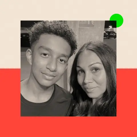 BBC A treated image of Megan Garcia and her son Sewell Setzer