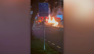 Flaming car rolls down hill into fire truck in Auckland