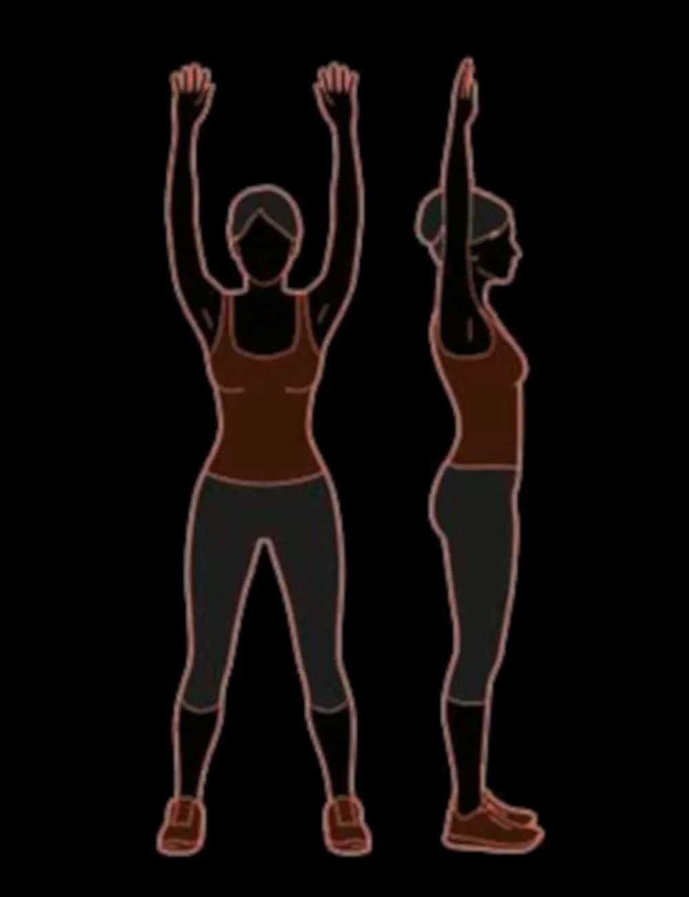 Illustration of the overhead arm extension stretching exercise