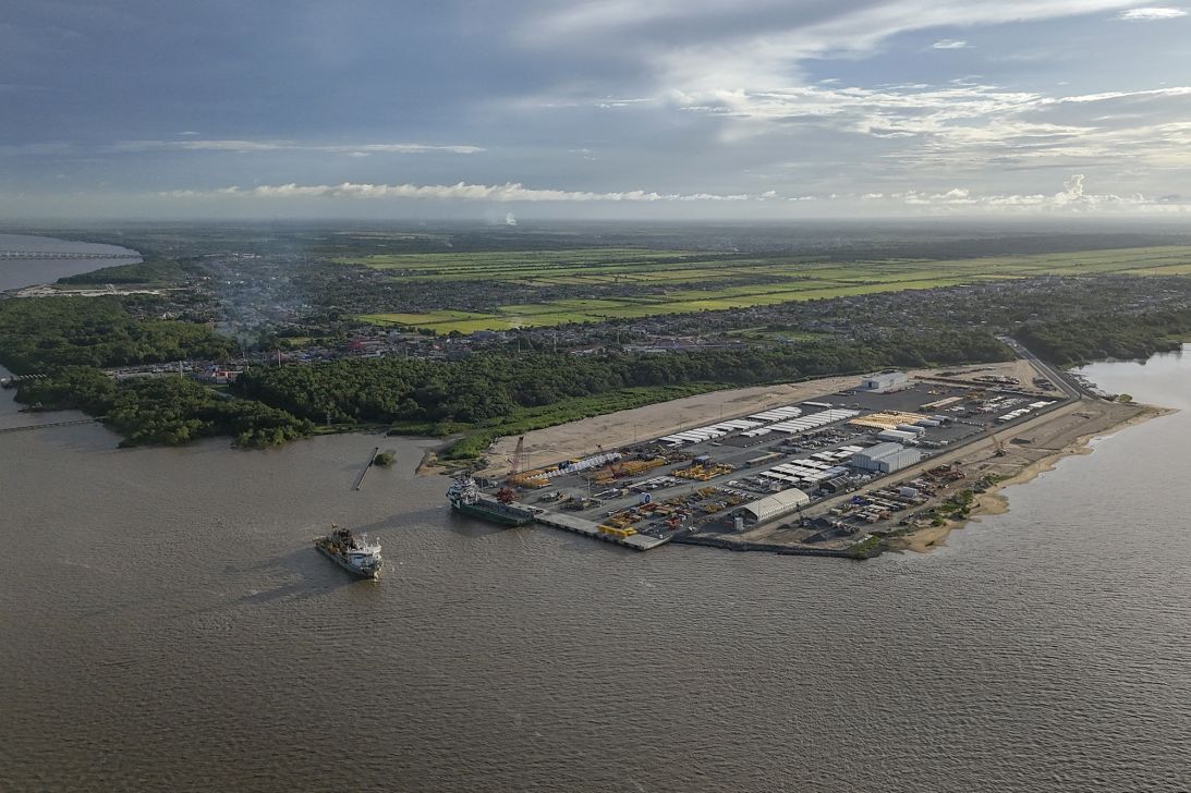 The Guyana Shore Base, an oil and gas logistics hub in Georgetown, Guyana, on August 29, 2025. Guyana boasts the world's largest per capita oil reserves.