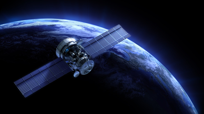 A satellite orbiting Earth