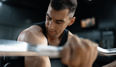A man doing concentration curls