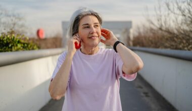 Woman doing walking HIIT workout as the best exercise for over-70s along path in city