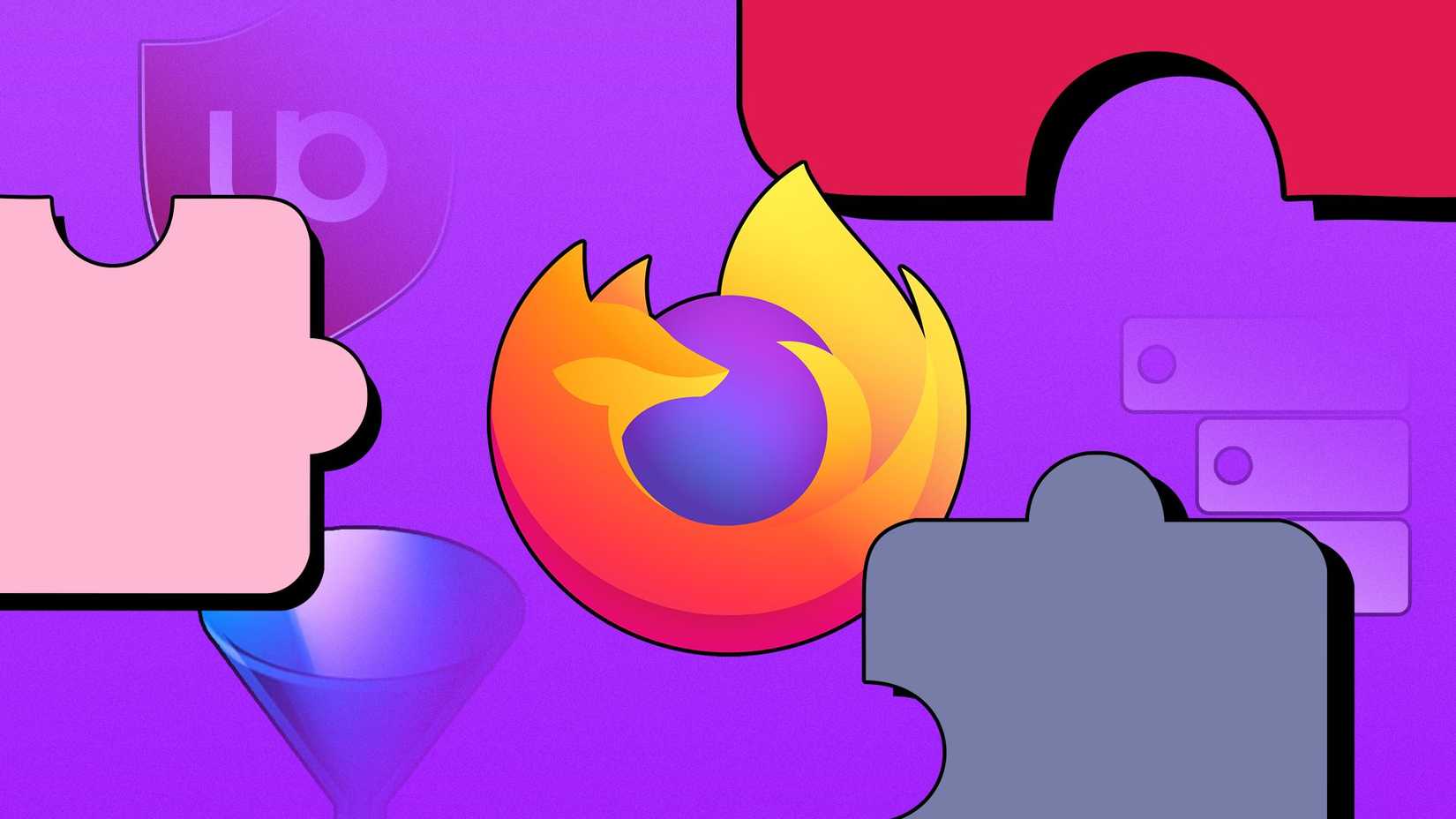 Illustration of the Firefox logo surrounded by extension icons