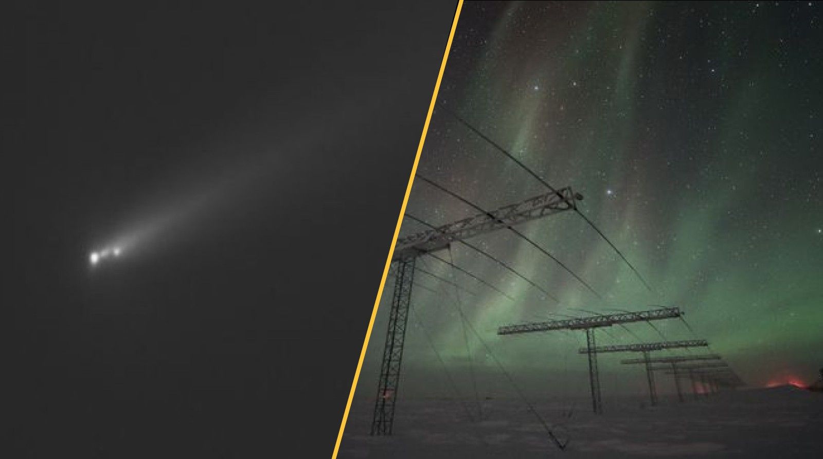 An exploded comet and the aurora borealis.