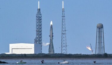 New Glenn rocket at the Cape Canaveral Space Force Station before the aborted launch on Sunday. Pic: Reuters