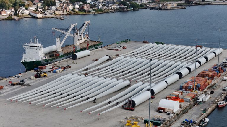 Construction continues on Revolution Wind but the project is not yet connected to the grid. Pic: Reuters