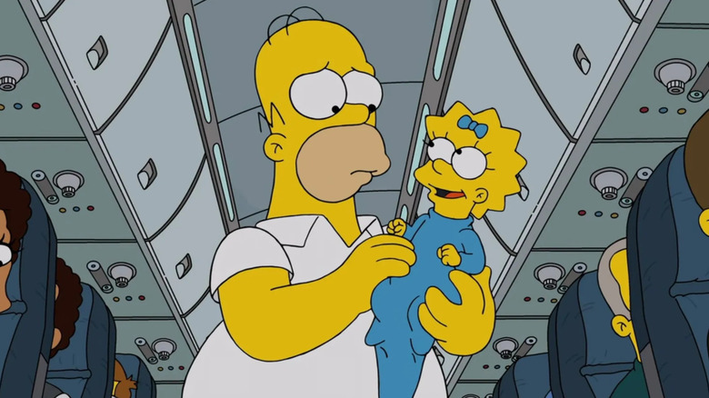 Homer Simpson (Dan Castellaneta) is concerned about Maggie in The Simpsons