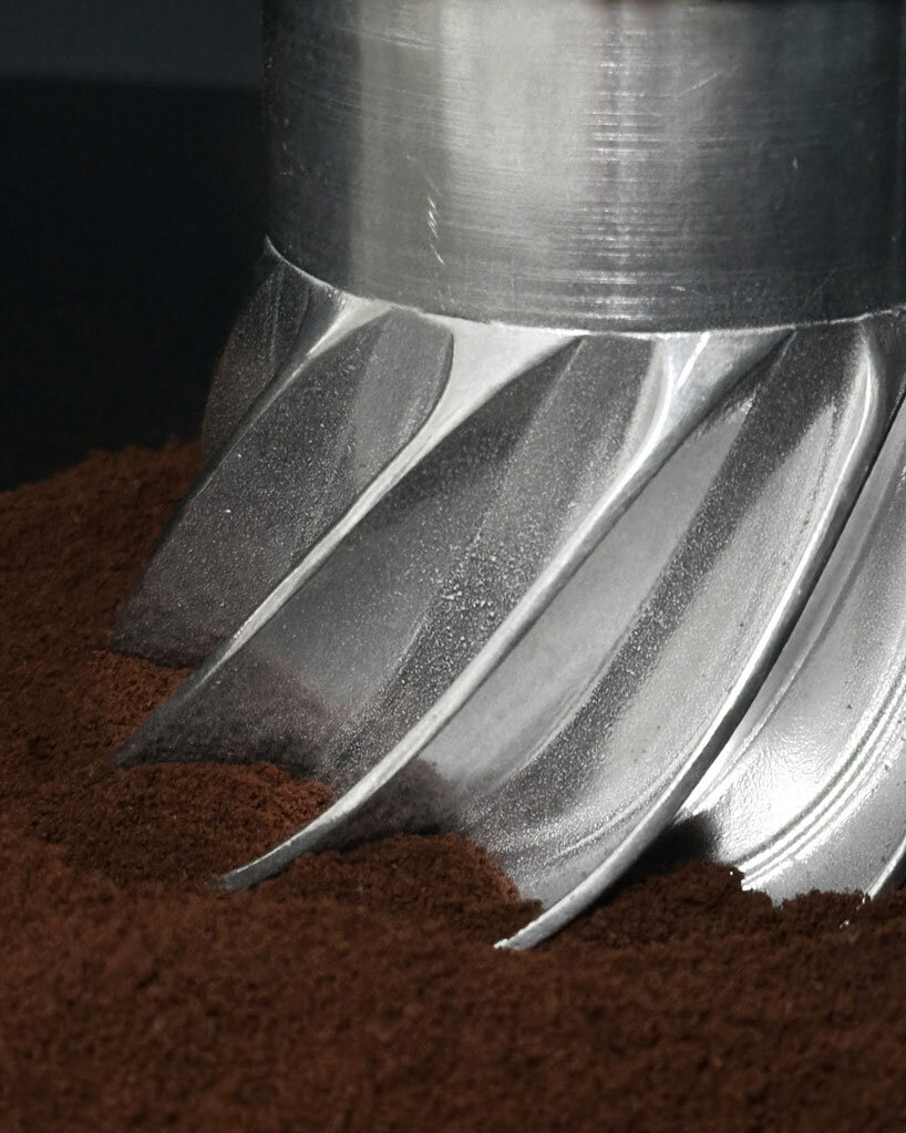 turbo moka's helical spiral design reinvents the iconic coffee pot for energy efficiency