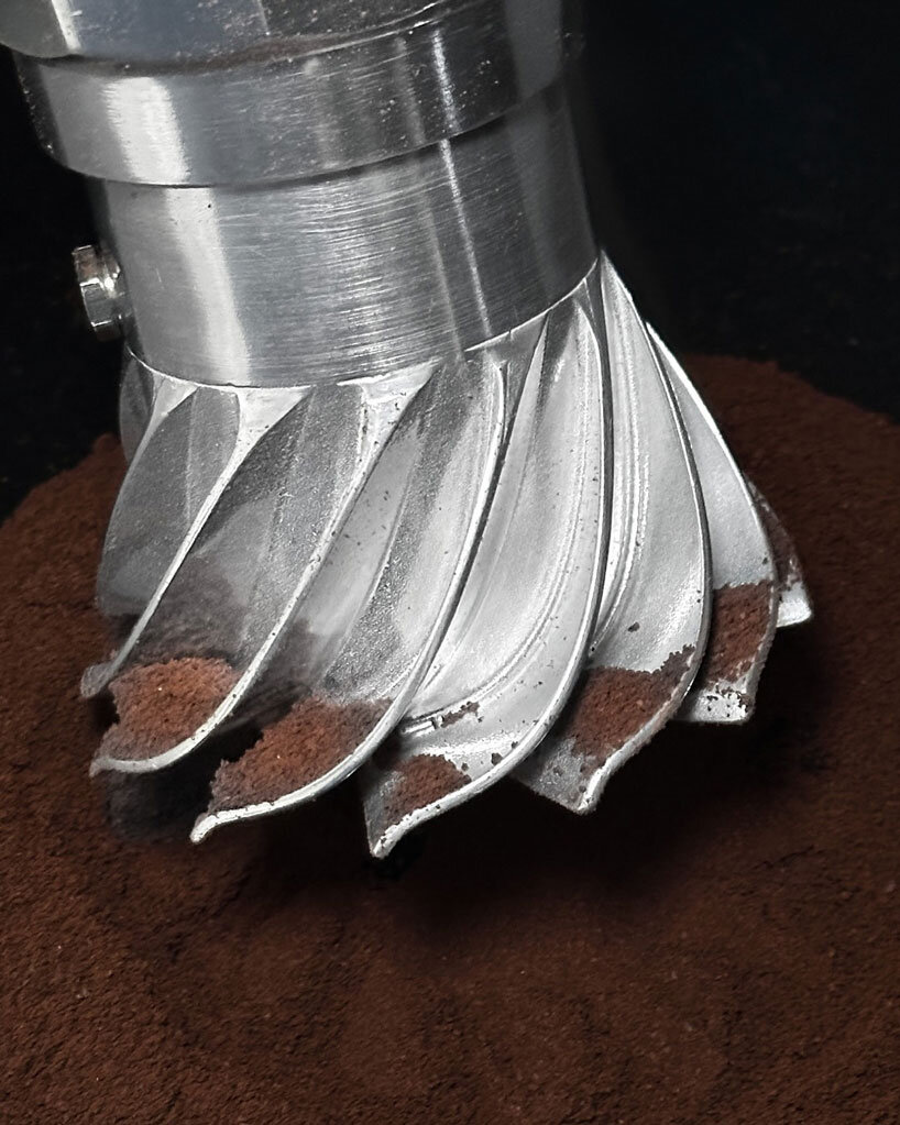 turbo moka's helical spiral design reinvents the iconic coffee pot for energy efficiency