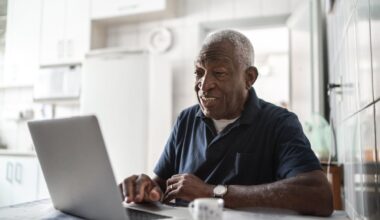 A person at a laptop.