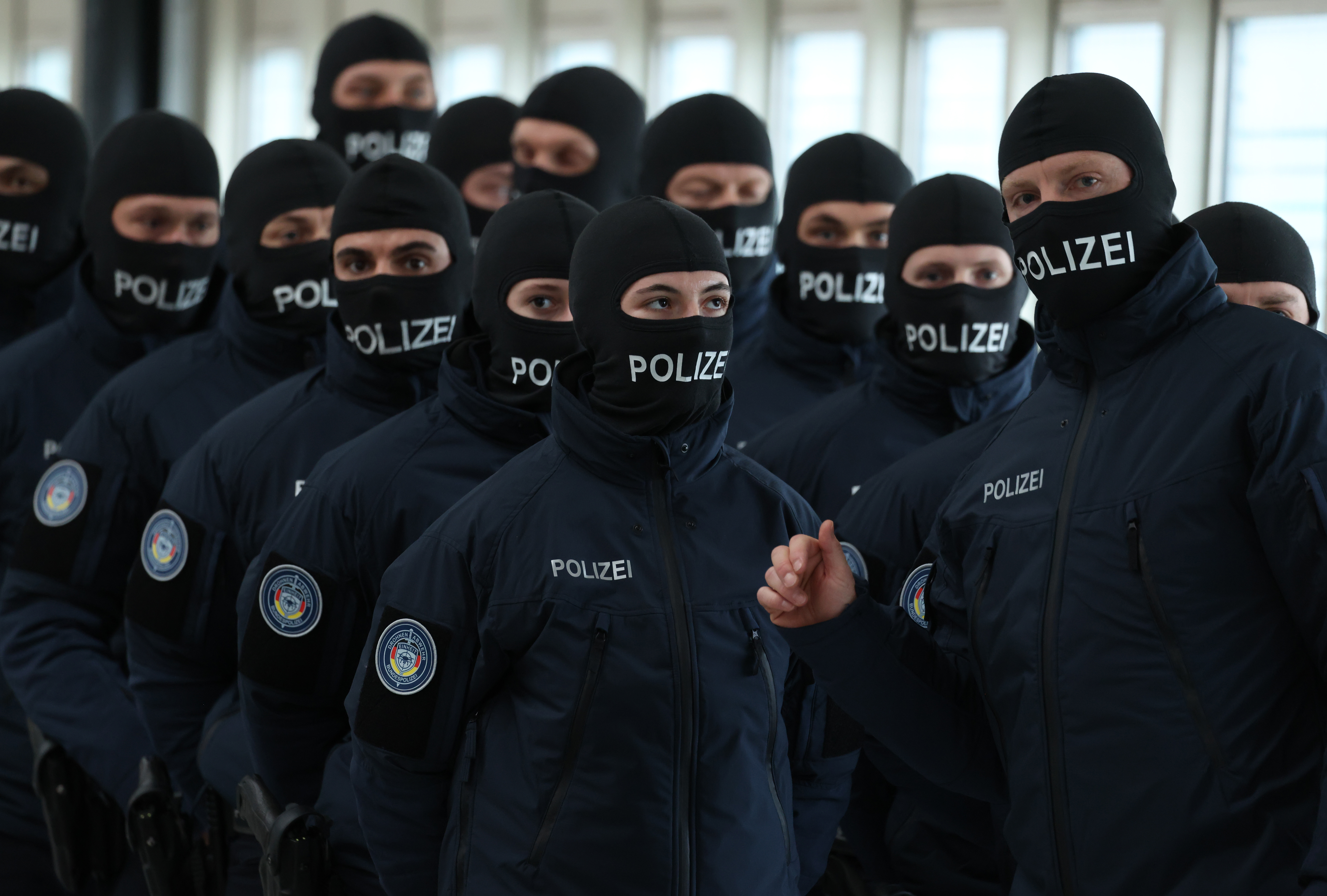 Members of the German federal police anti-drone unit.
