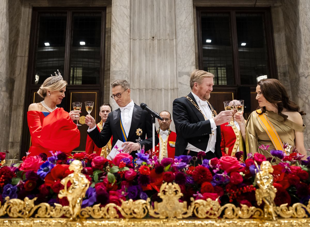 King Willem-Alexander, Queen Máxima, and Finnish President Alexander Stubb and his wife Suzanne Innes-Stubb 