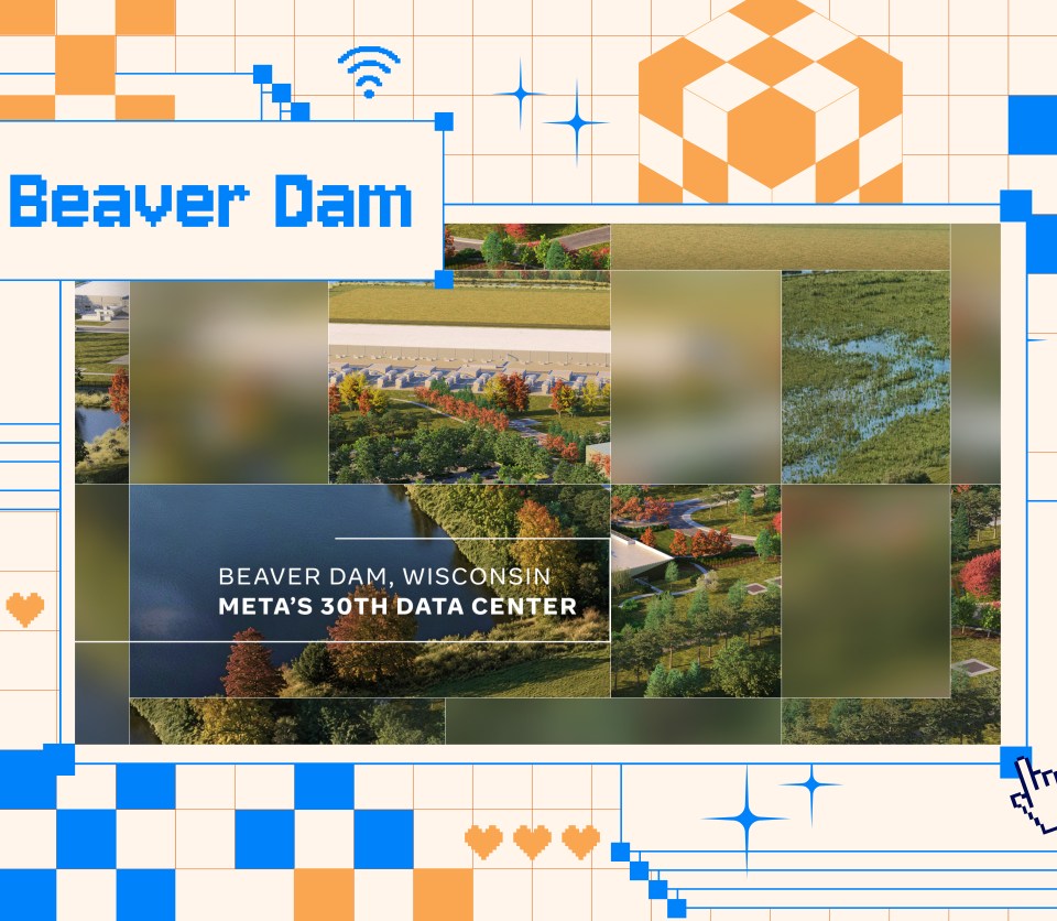 Collage of Beaver Dam, Wisconsin watersheds imposed on an illustration of a web browser