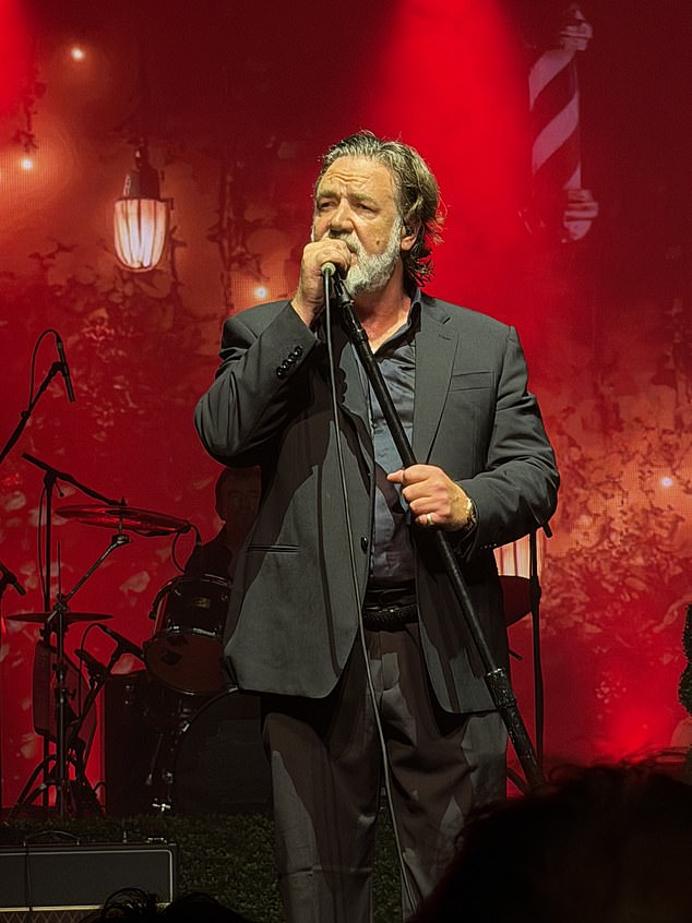 The 56-year-old former actress appeared as a 'guest performer' as part of a one-off show which was headlined by Russell's band, Indoor Garden Party