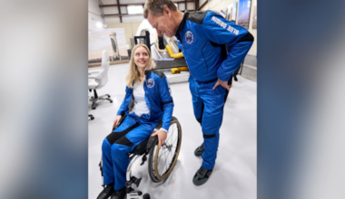 Paraplegic engineer becomes first wheelchair user to blast into space