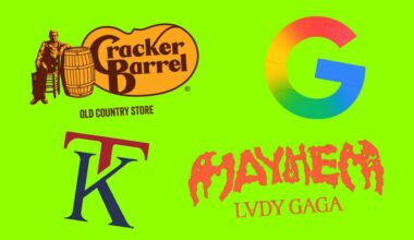 four logos on a bright green background