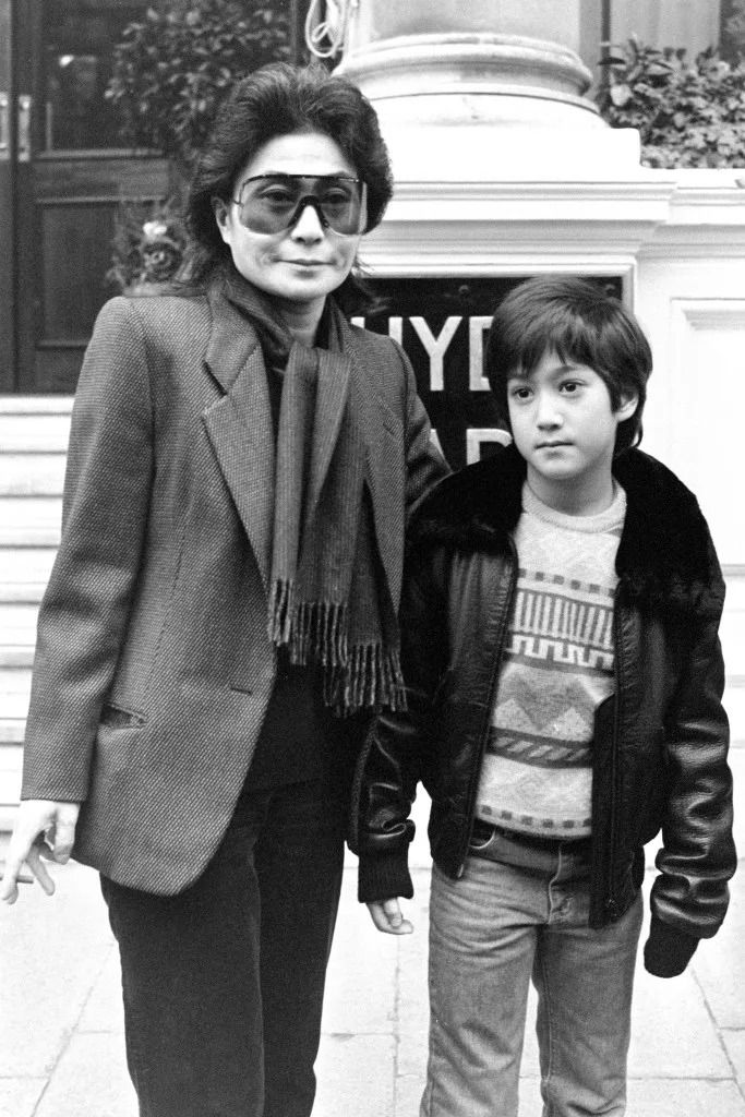 Yoko Ono and her son Sean at Buckingham Palace in London in 1983. Dave Hogan