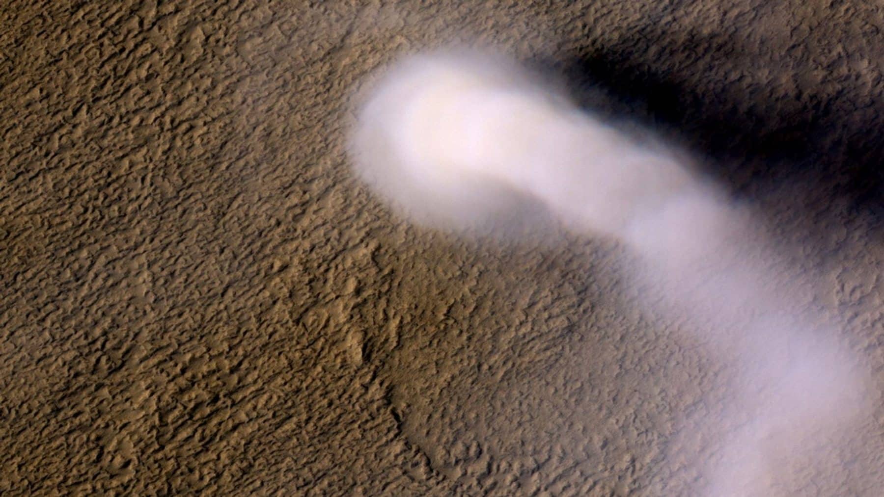 Mars dust devil swirling near rover
