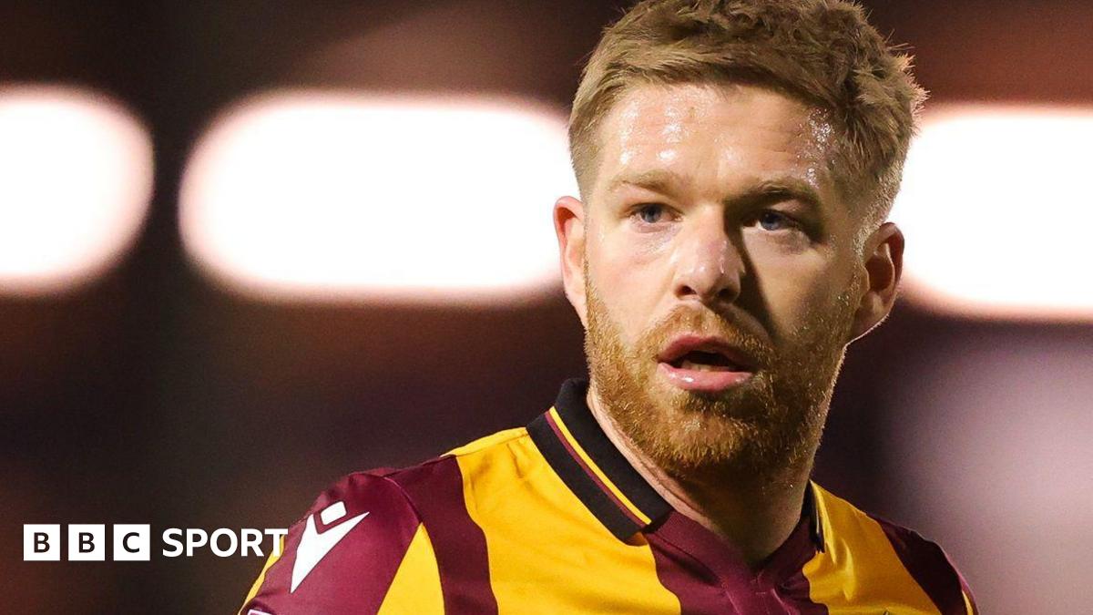 Adam Clayton in action for Bradford City in 2023