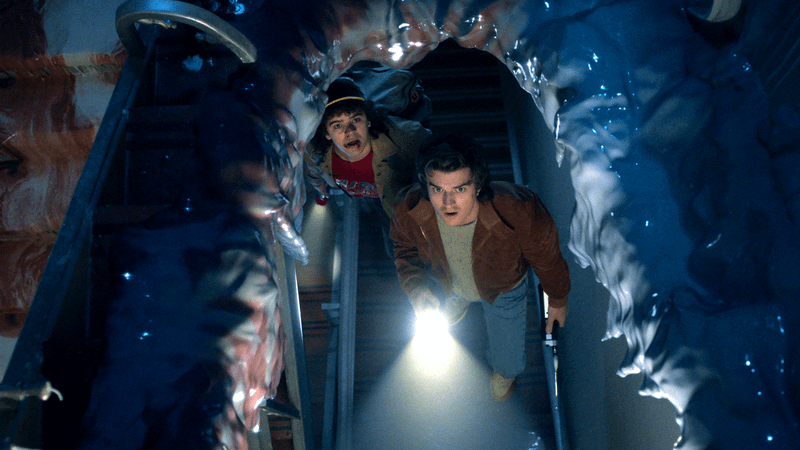 Joe Keery as Steve Harrington & Gaten Matarazzo as Dustin in Stranger Things Season 5