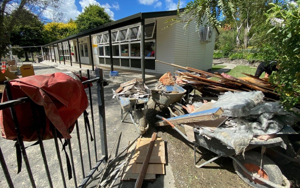 Emergency services, staff and community members have put a huge effort in to clean up Tinui School so that it can be repaired after Cyclone Gabrielle flood damage.