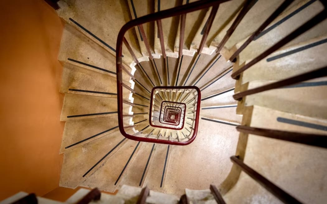 Access to the top of Elizabeth Tower is via a spiral staircase. (ABC News: Adrian Wilson)