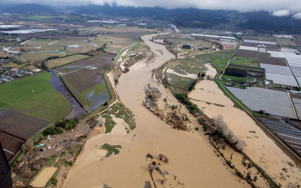 Aerial images showing the extent of flooding in Tasman.