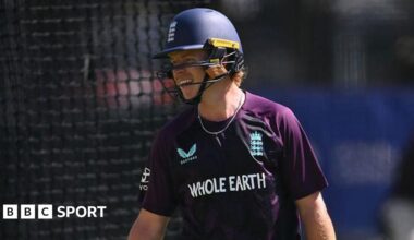 Ollie Pope during a net session