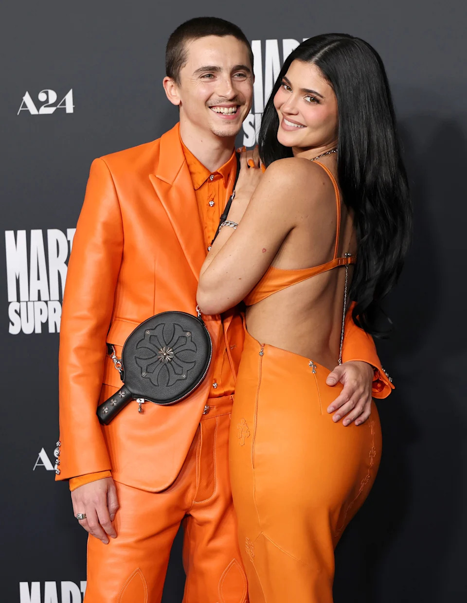 BEVERLY HILLS, CALIFORNIA - DECEMBER 08: (L-R) Timothée Chalamet and Kylie Jenner attend the Los Angeles premiere of A24's 