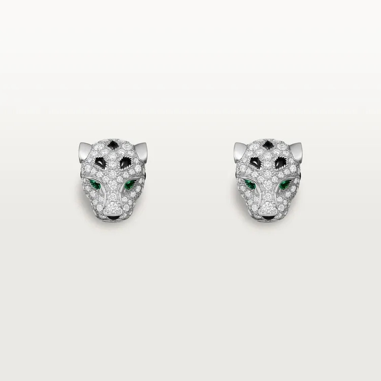 Panthère De Cartier Stud Earrings, Paved