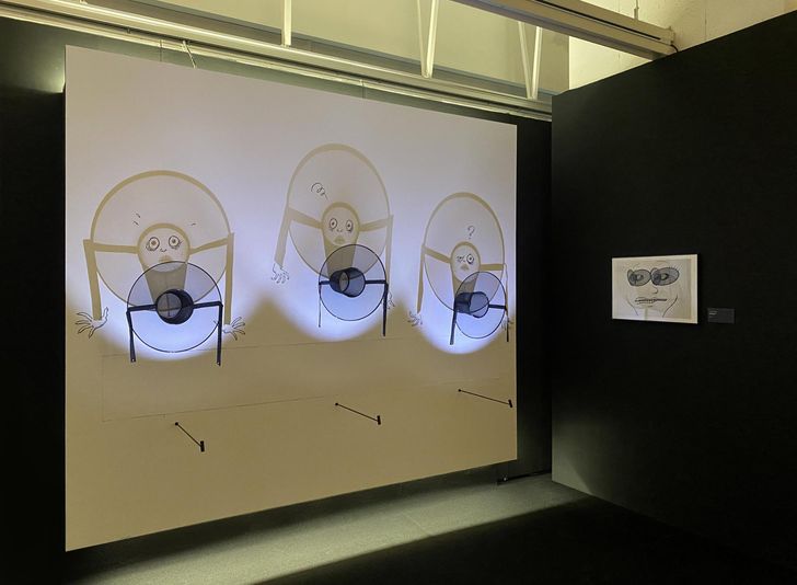 At 'Shadowgram,' the silhouettes of the 'gat,' the traditional Korean horsehair hat, are reimagined as wide-eyed monsters. Courtesy of Dcommunication 